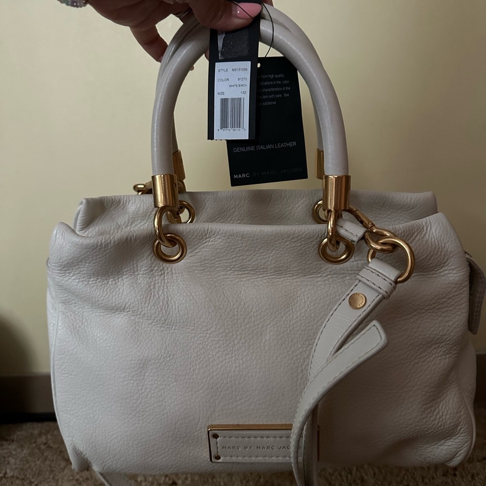 Marc Jacobs Cream Satchel with Gold Accents